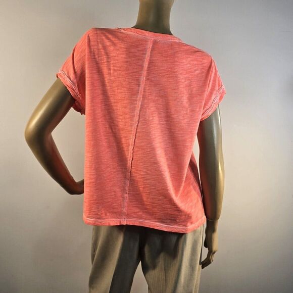 Elliott Lauren All Cotton Tee Size M Tangerine Orange Short Sleeve Crew Neck - Picture 2 of 6